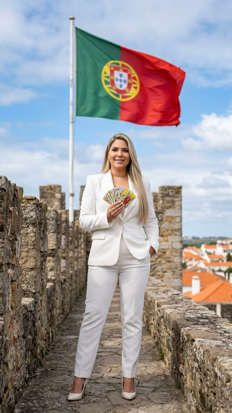 Maria Sensitiva com cartas de tarô em Portugal